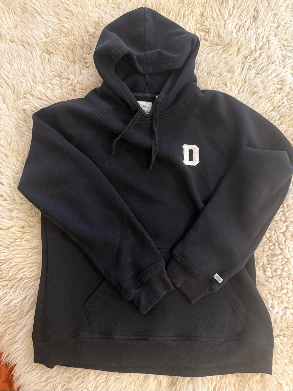 Devium Black Pullover Hoodie with White Logo Tag
